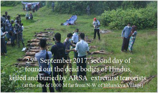 Dead Bodies recovered of Hindus killed and buried by Bengali Muslim Islamic Terrorist organization Arakan Rohingya Salvation Army (ARSA)