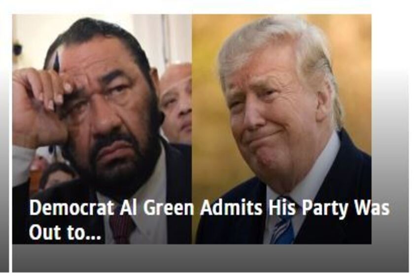Democrat Al Green Admits His Party Was Out to Impeach Trump ‘When He Was Running for Office’