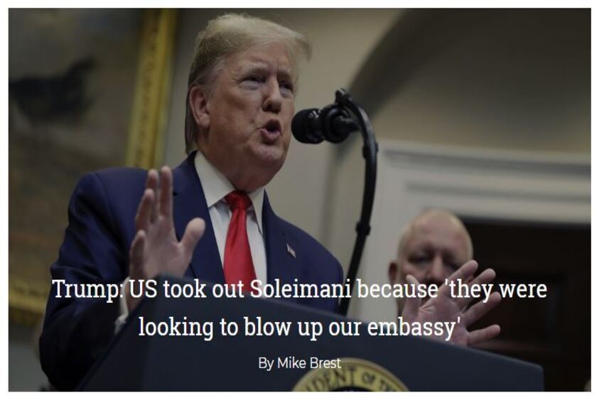  Trump: US took out Soleimani because ‘they were looking to blow up our embassy’